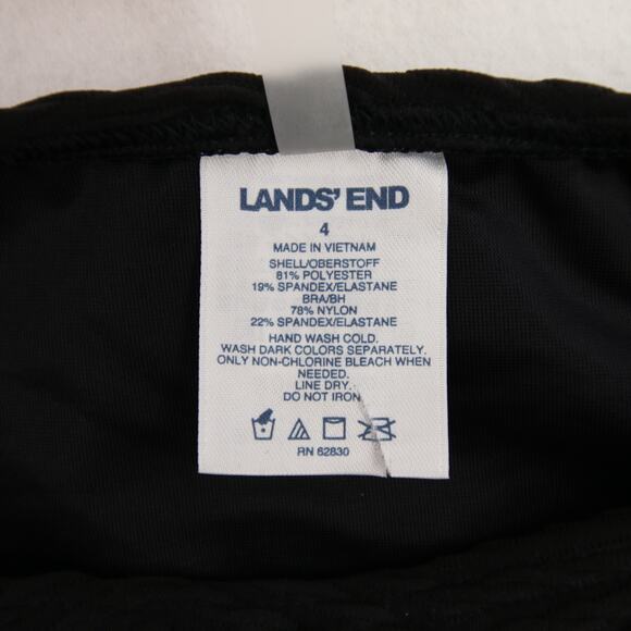 Lands End Tankini Top Black Crinkle Scoop Neck Swimwear Built In Bra Size 4 - Picture 6 of 8